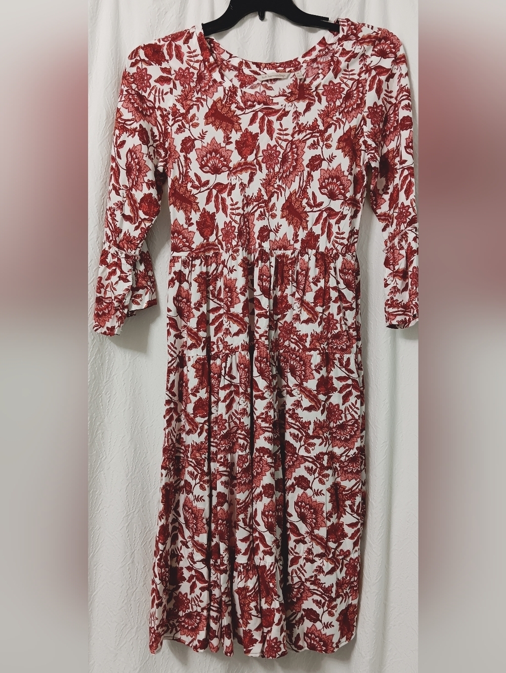 Soft Surroundings  feminine White/Red floral midi dress Size PS